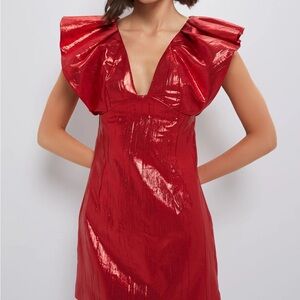 HYACINTH HOUSE Red Metallic Plisse Tanya Mini Dress Tuckernuck